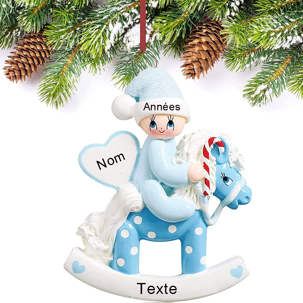 Ornements de Noël en Bois 1 Prénom Personnalisé avec texte et années cadeau pour BéBé