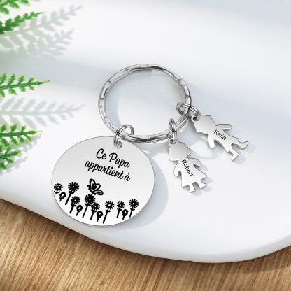 À Mon Papa - 1-5 Noms Porte-Clés Personnalisés Avec Breloques Enfants