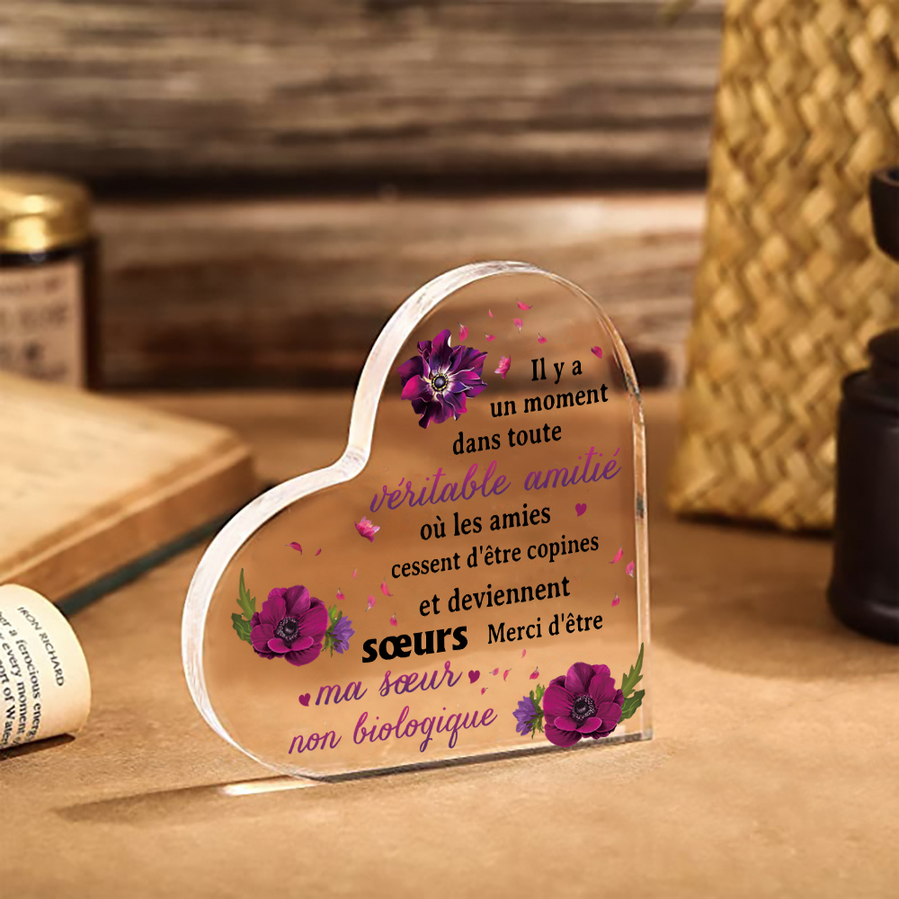 À Ma Meilleure Amie-Plaque Acrylique en Forme de Coeur