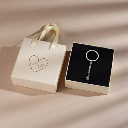 Porte-Clés de Projection Photo Personnalisée 4 Pierres de Naissance