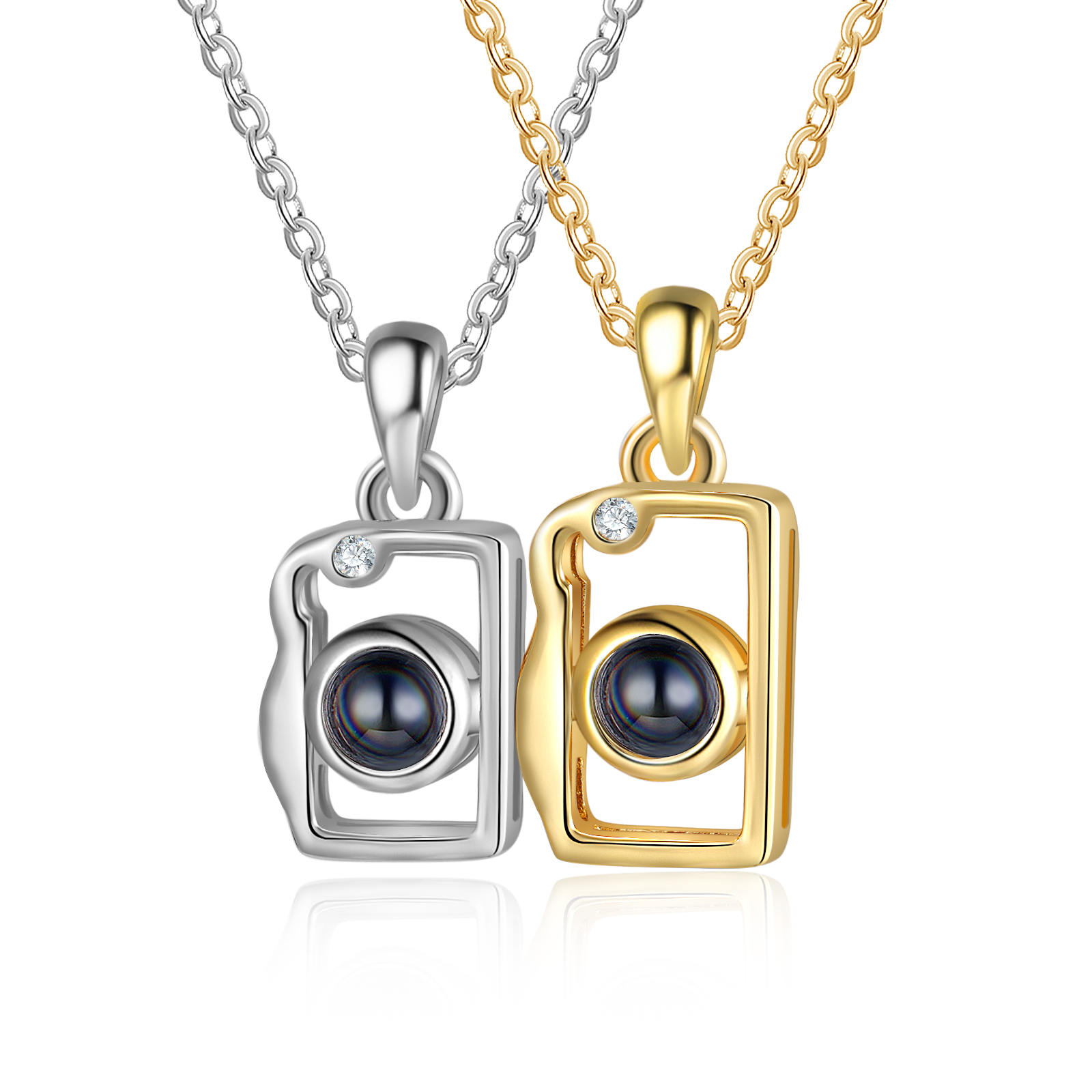 100 langues "Je t'aime" collier 2PCS Collier de projection photo perso