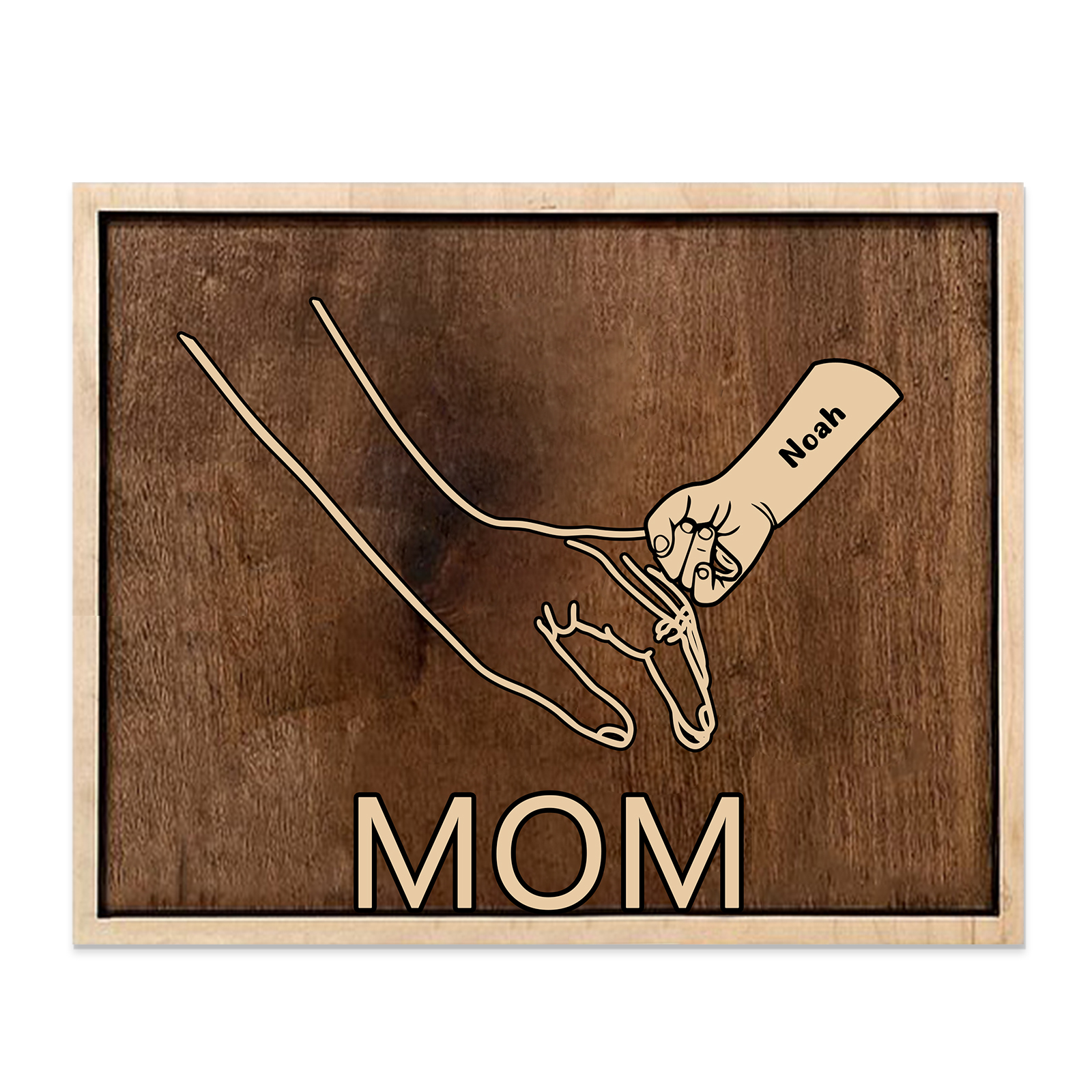À Papi/Mamie - Cadre en Bois la Main dans la Main 1 Prénom Personnalisé avec Texte Cadeau pour Famille