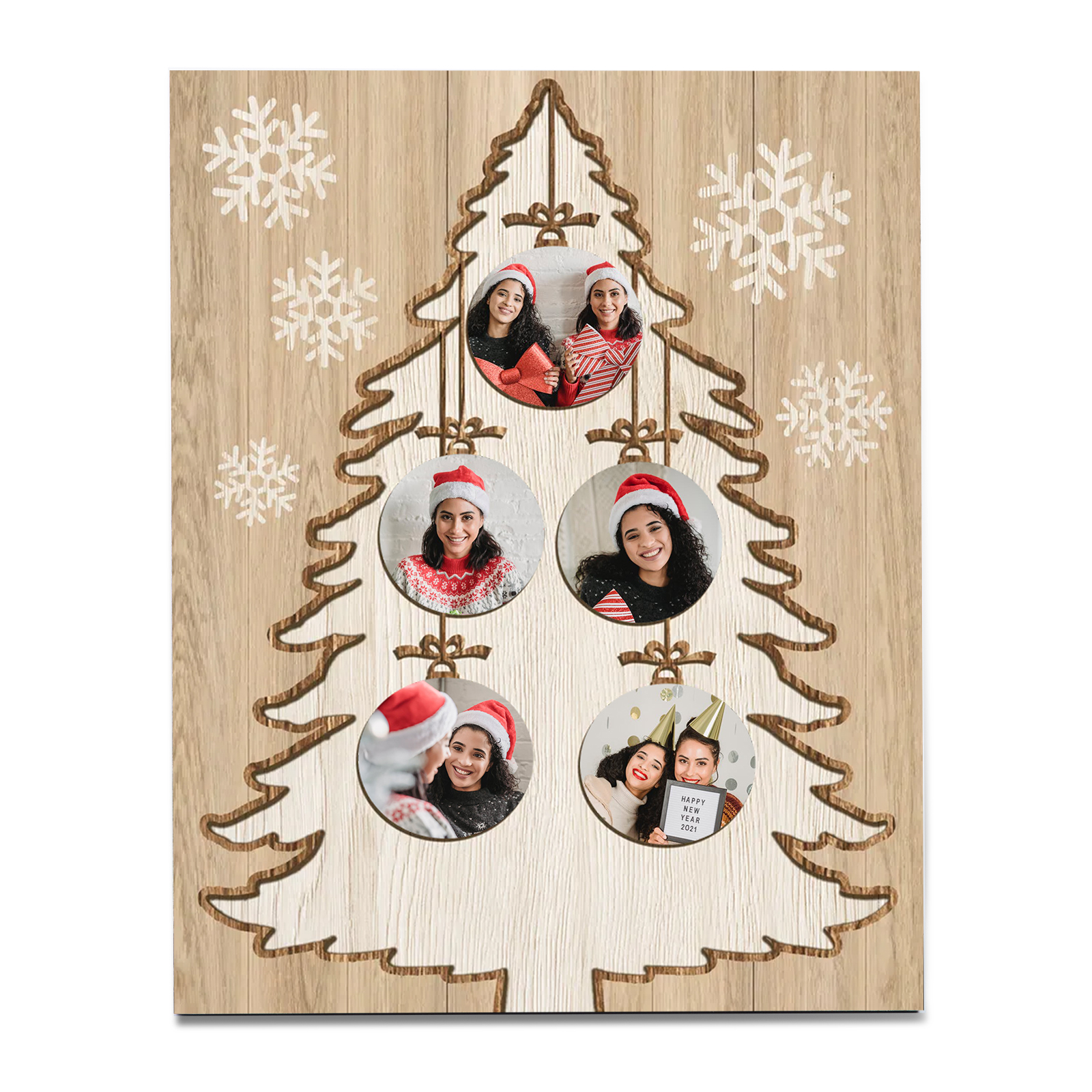 Cadre en Bois Sapin de Noël 5 Photos Personnalisées | Jessemade