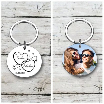 Porte-Clés 2 Prénoms et 1 Photo Personnalisés avec Date pour Couple | Jessemade