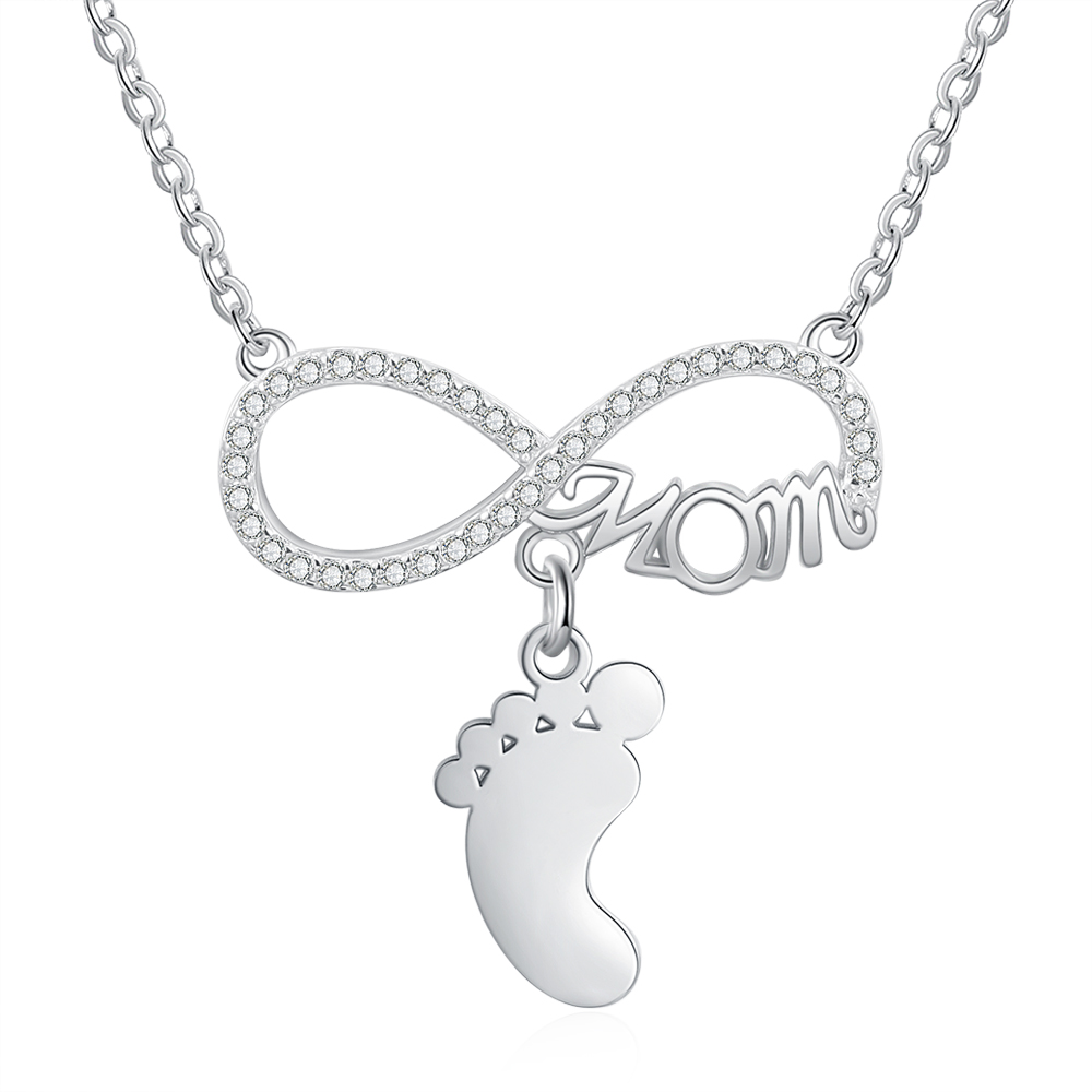 Collier Pieds Bébé 1 Prénom Personnalisé Collier Infini pour Maman