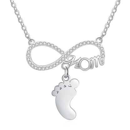 Collier Pieds Bébé 1 Prénom Personnalisé Collier Infini pour Maman