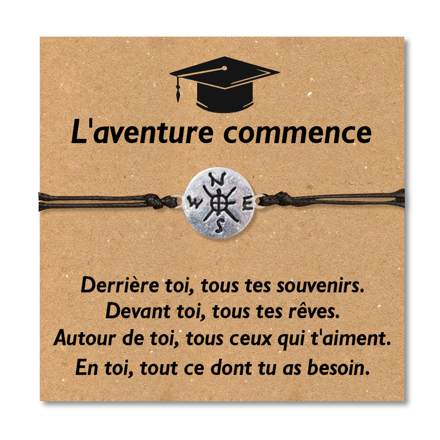 Bracelet Boussole pour Diplômé Cadeau de Graduation