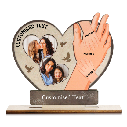 Décoration en bois 2 Textes et 2 Photos Personnalisés Ornement pour Maman