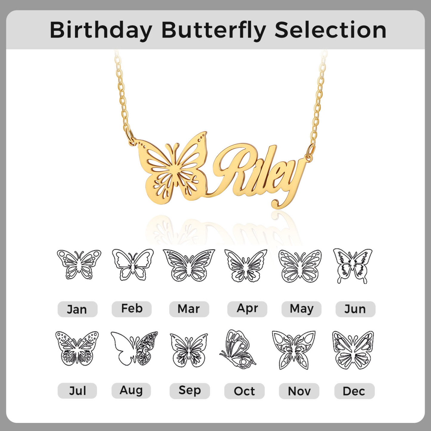 Collier Papillon Prénom Personnalisé