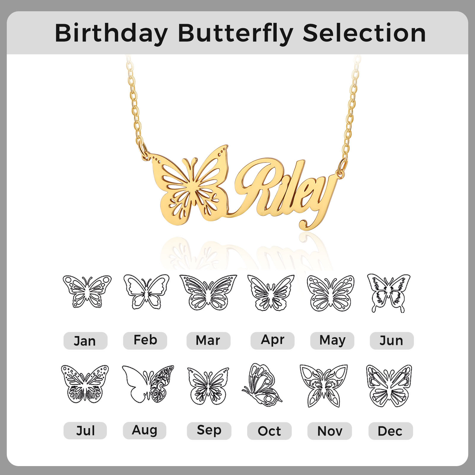 Collier Papillon Prénom Personnalisé