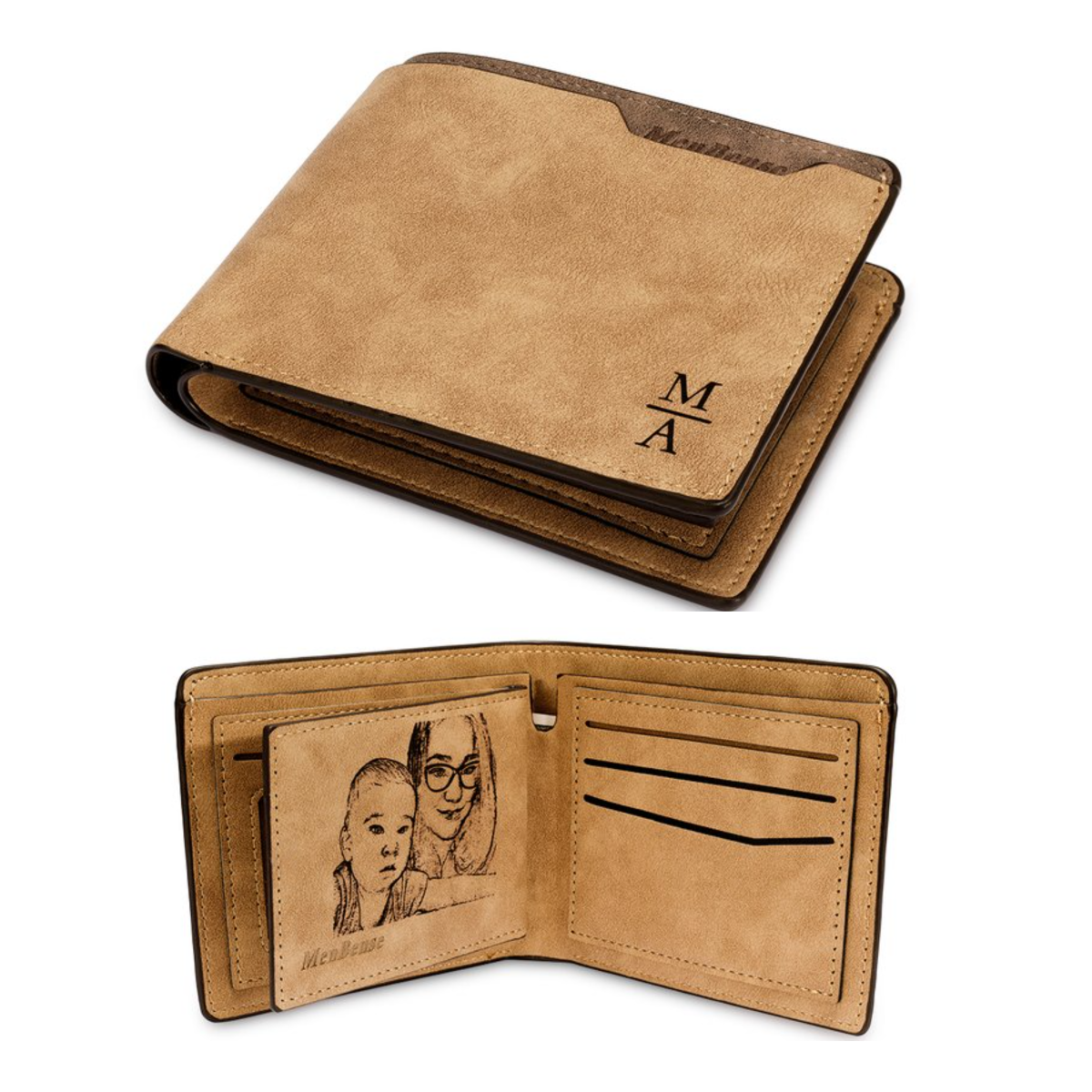 Portefeuille Photo Personnalisé Classique Homme Porte-Monnaie Carte Cadeau pour Homme | Jessemade