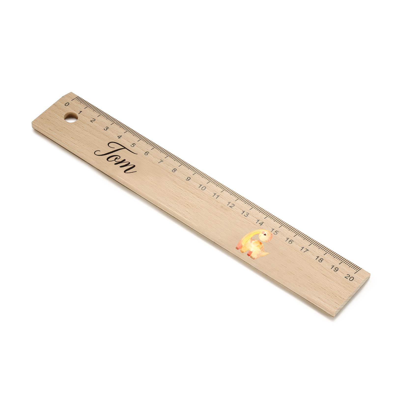 Règle en Bois Dinosaure 20cm Prénom Personnalisé - Cadeau Rentrée Scolaire Premier Jour d’École pour Enfants