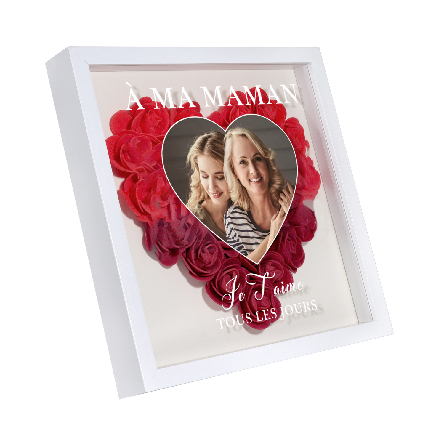 À ma Maman - Cadre Panneau de densité 1 Photo Personnalisée Ornements Floral pour Famille