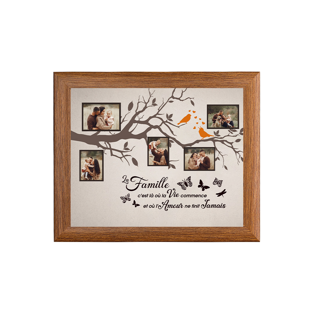 La famille - Cadre en bois personnalisé 5 photo Arbre de vie Arbre 