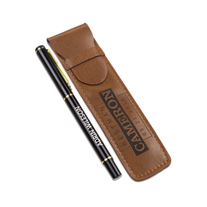 Porte-Stylo en Cuir PU Prénom Personnalisé avec un stylo