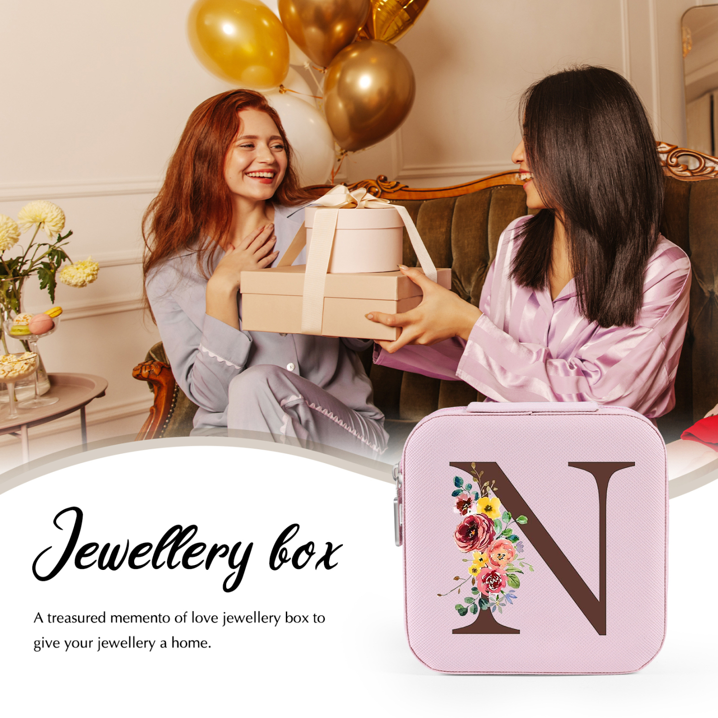 Boîte à Bijoux Personnalisé avec 26 Lettres