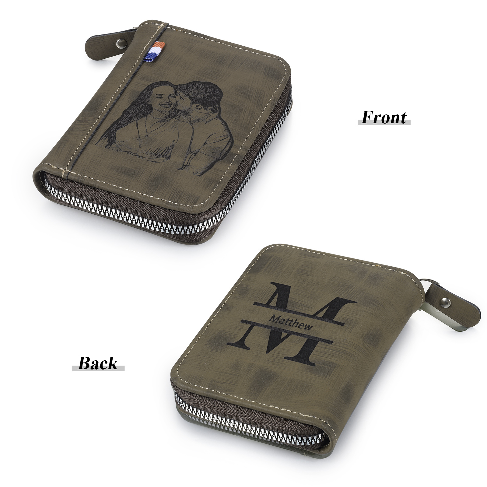 Portefeuille Classique 1 Prénom et Lettre Personnalisés avec Photo Porte-Monnaie Carte