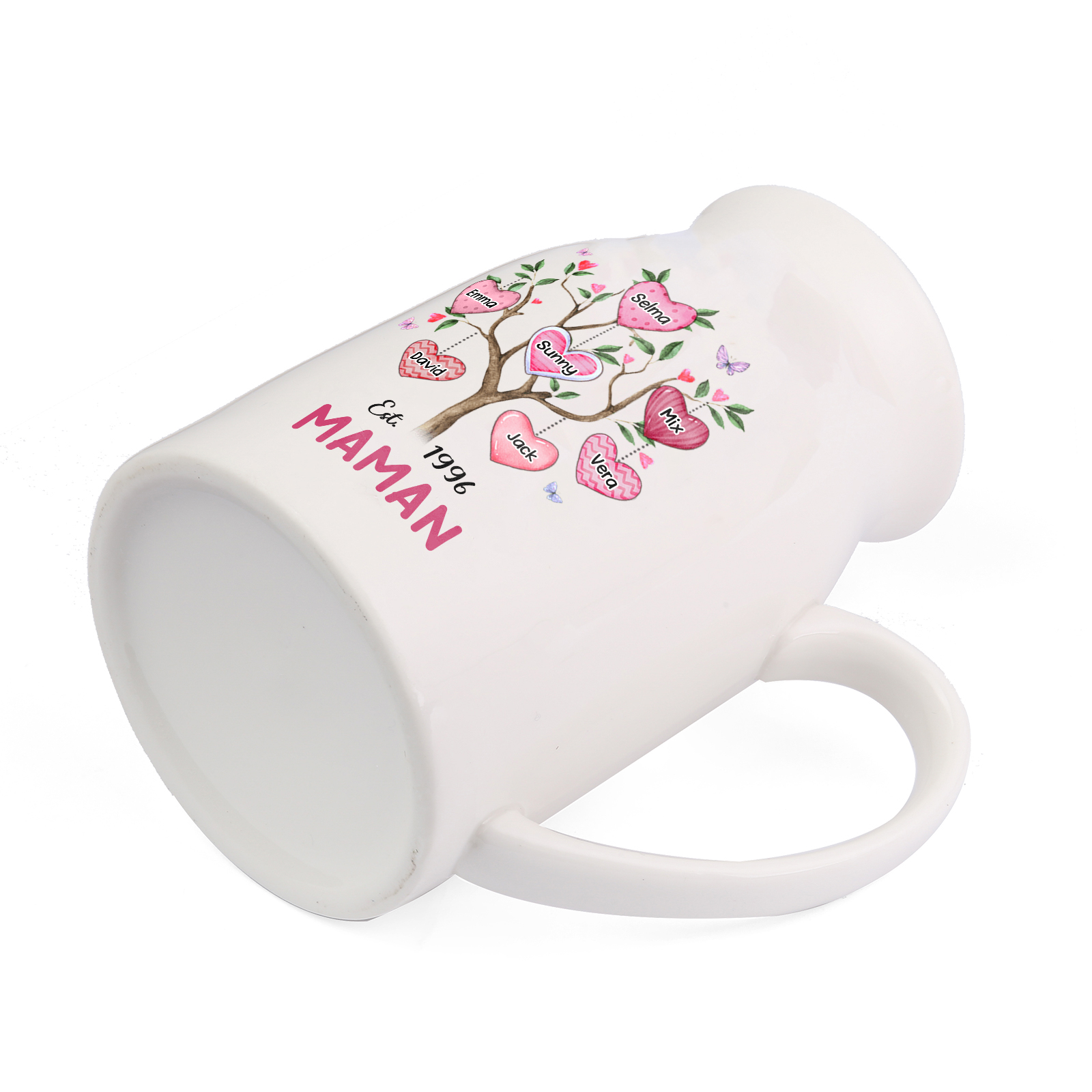 Vase à Fleurs Arbre 7 Prénoms Personnalisés avec Texte et Année Décoration de la Maison