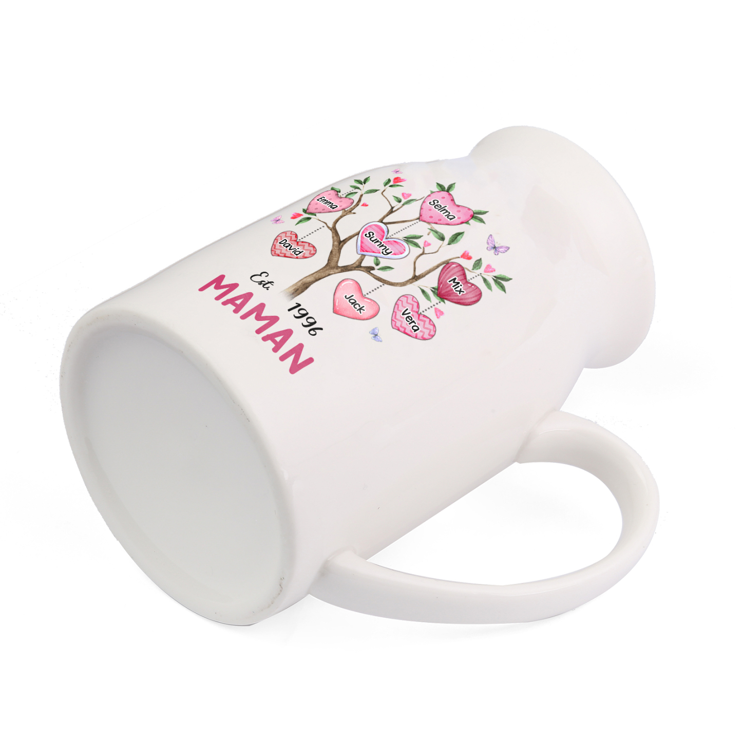 Vase à Fleurs Arbre 7 Prénoms Personnalisés avec Texte et Année Décoration de la Maison