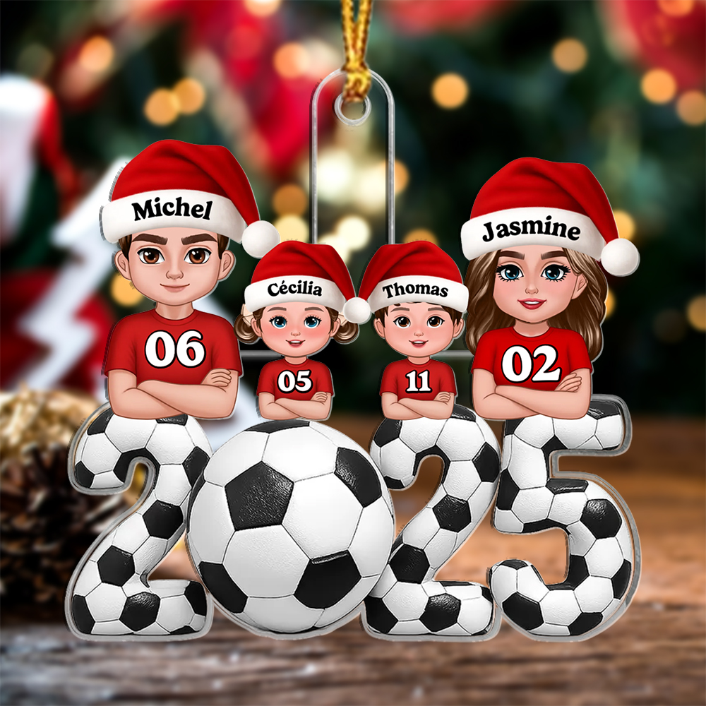 Décoration Sapin Noël Personnalisée 2025 Famille Foot