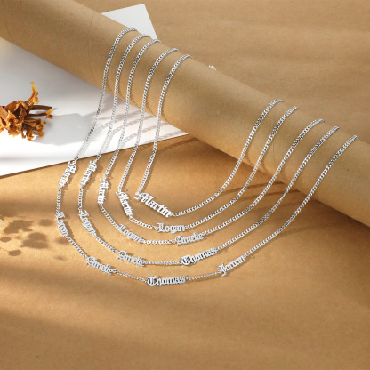 Collier Prénoms Gothique Personnalisable, 1-5 Noms