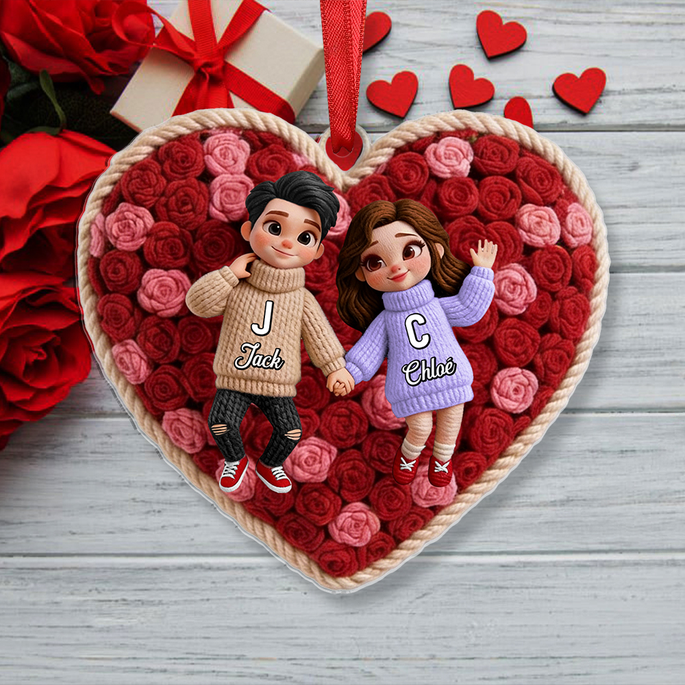 Porte-clés ou Suspension Cœur Personnalisée avec Couple et Prénoms – Cadeau Symbolique pour Amoureux