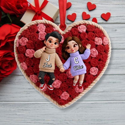 Porte-clés ou Suspension Cœur Personnalisée avec Couple et Prénoms – Cadeau Symbolique pour Amoureux