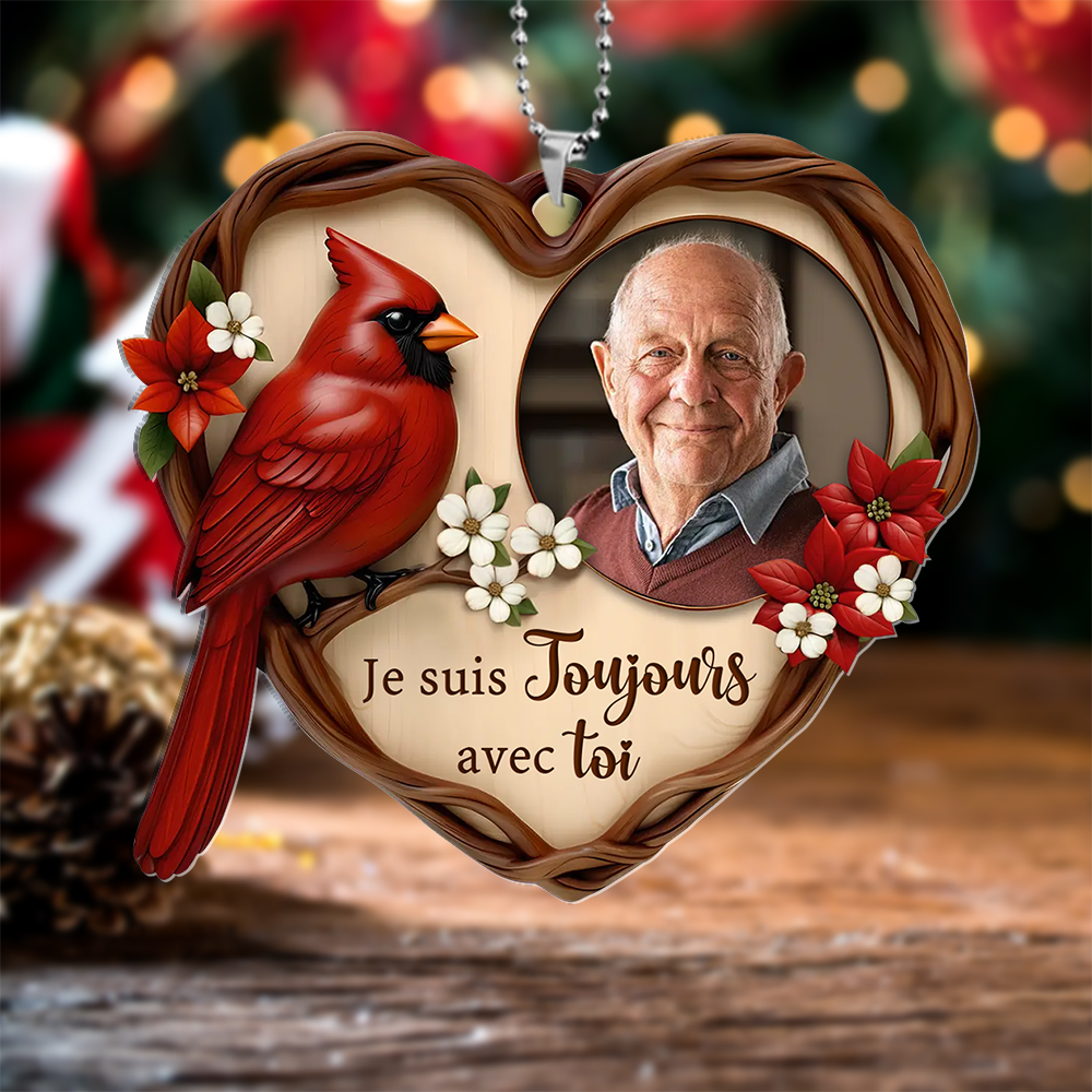 Décoration Sapin Noël Cardinal Mémorial Photo Personnalisée