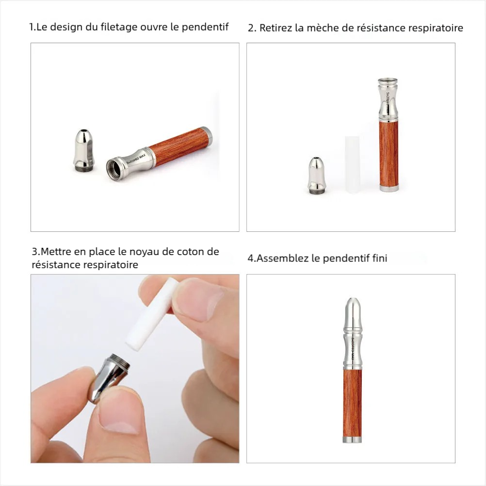 Collier de Respiration Bois Précieux Pendentif Anti-Stress