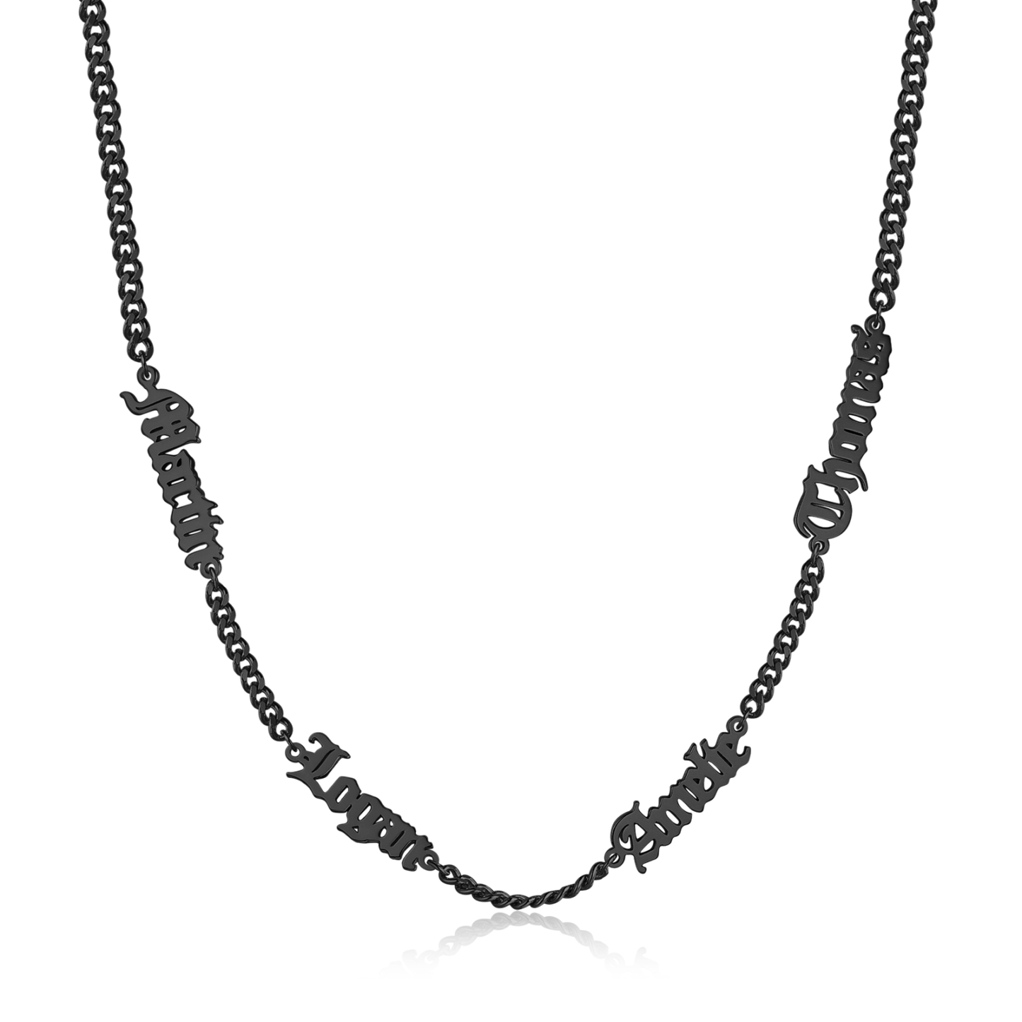 Collier Prénoms Gothique Personnalisable, 1-5 Noms