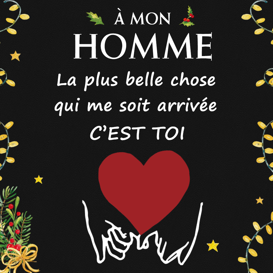 Carte de Noël pour Homme – cœur rouge, fond noir