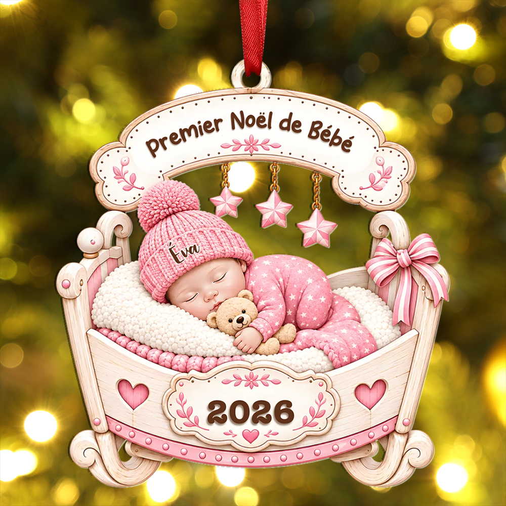 Décoration de Sapin de Noël Personnalisée en forme de Berceau Ornement pour le Premier Noël de Bébé