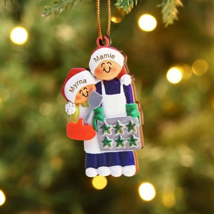 À Mamie-Ornements en bois Sapin Noël 2 Prénoms Personnalisés avec Texte Ornement Maison et Sapin en Bois pour Famille | Jessemade