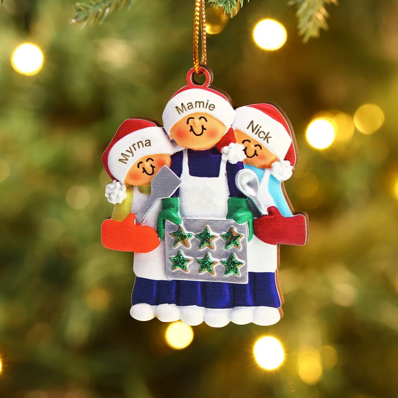 À Mamie Ornements en bois Sapin Noël 3 Prénoms Personnalisés avec Texte Ornement Maison et Sapin en Bois pour Famille | Jessemade