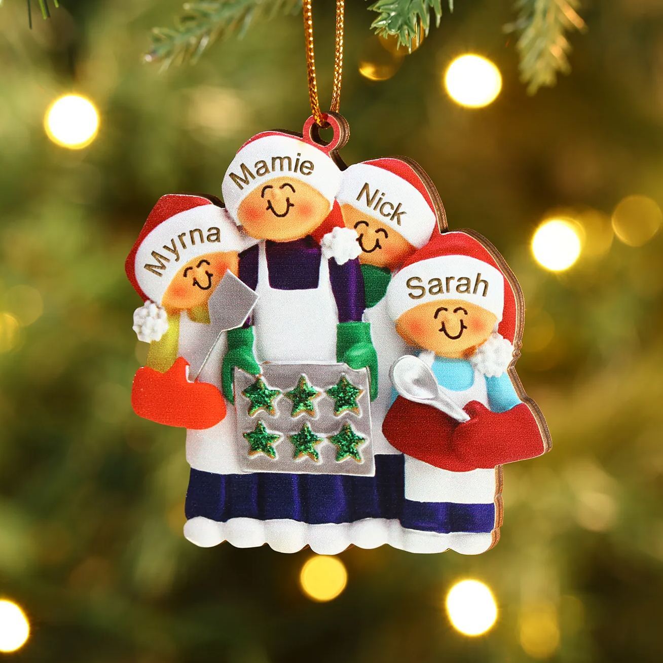 À Mamie Ornements en bois Sapin Noël 4 Prénoms Personnalisés avec Texte Ornement Maison et Sapin en Bois pour Famille | Jessemade