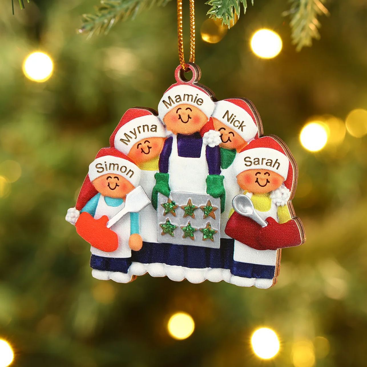 À Mamie Ornements en bois Sapin Noël 5 Prénoms Personnalisés avec Texte Ornement Maison et Sapin en Bois pour Famille | Jessemade