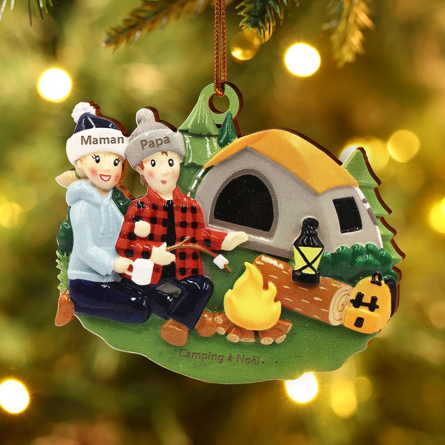 À Mamie Ornements en bois Sapin Noël 2 Prénoms Personnalisés avec Texte Ornement Maison et Sapin en Bois pour Famille | Jessemade
