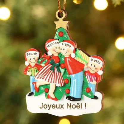 Décoration Sapin Noël 4 Prénoms Personnalisés avec Texte Ornement Sapin en Bois Cadeau pour Famille | Jessemade