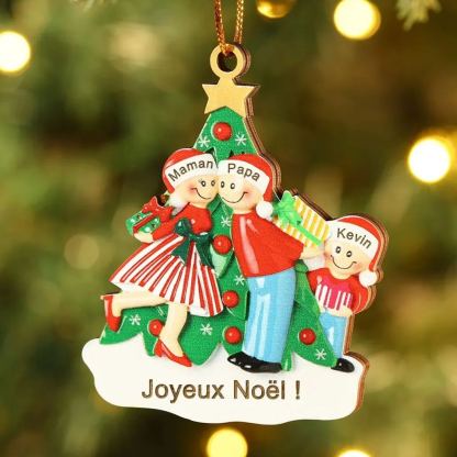 Décoration Sapin Noël 3 Prénoms Personnalisés avec Texte Ornement Sapin en Bois Cadeau pour Famille | Jessemade