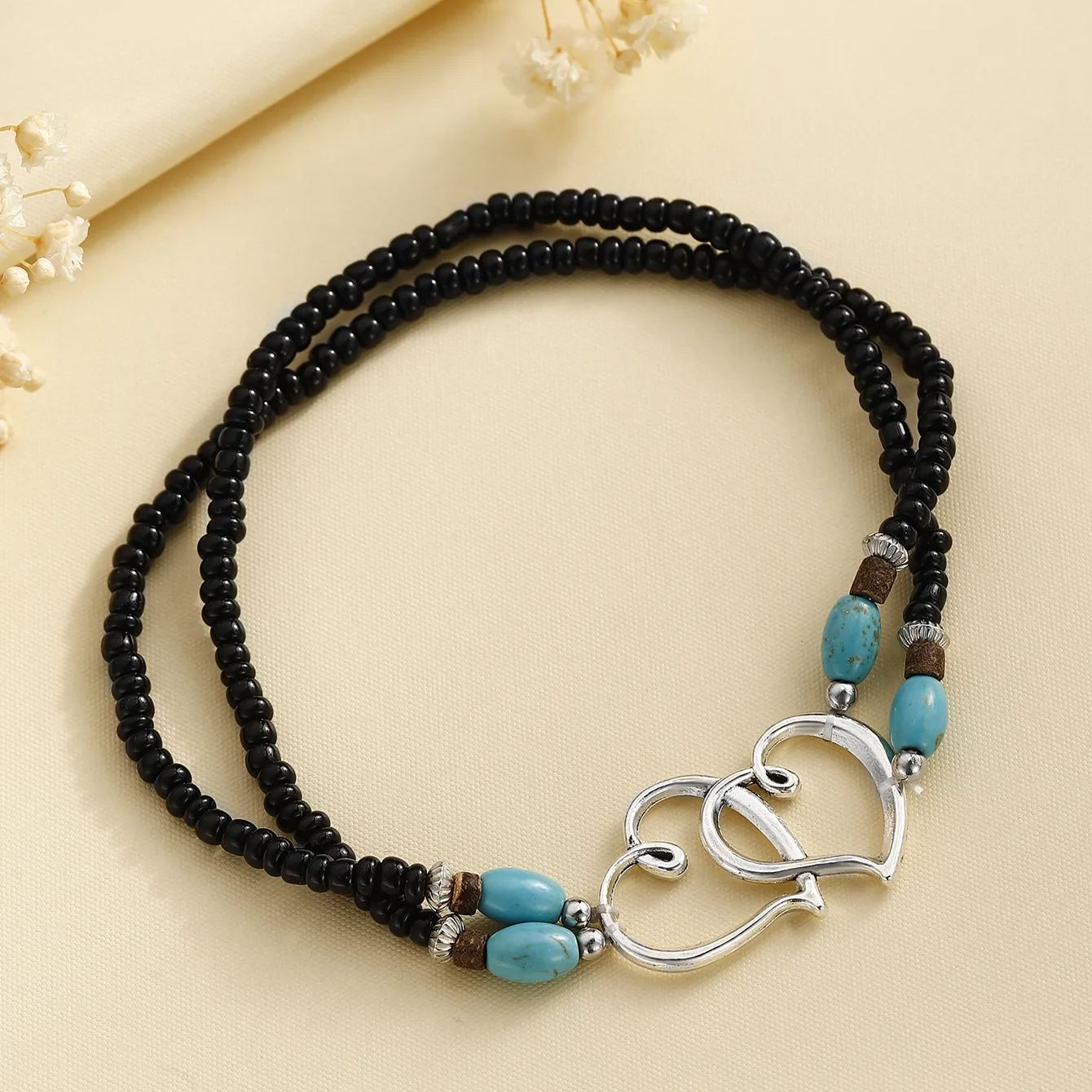 Bracelet de cheville Bohème avec Coeur et Perles pour Femmes | Jessemade