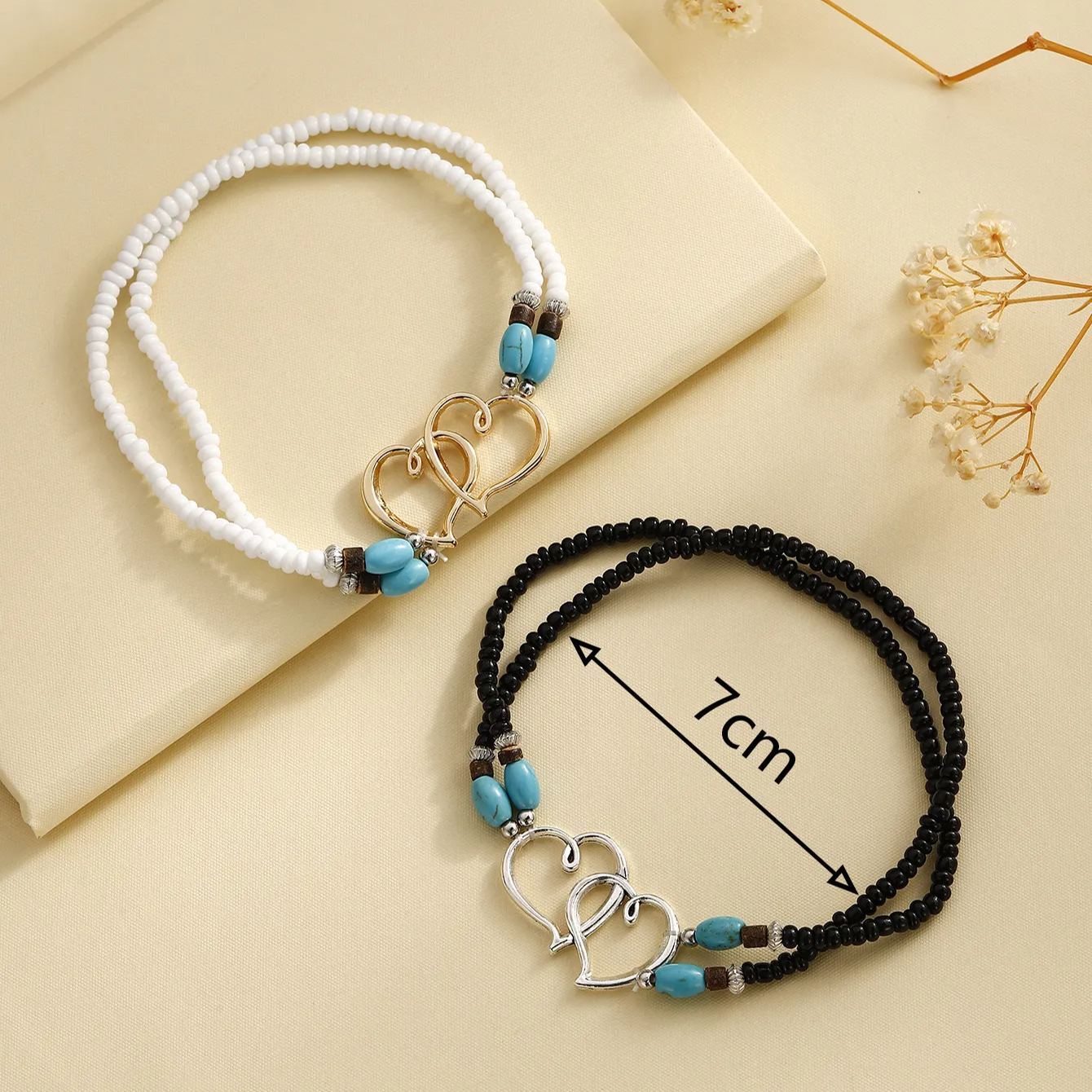 Bracelet de cheville Bohème avec Coeur et Perles pour Femmes | Jessemade