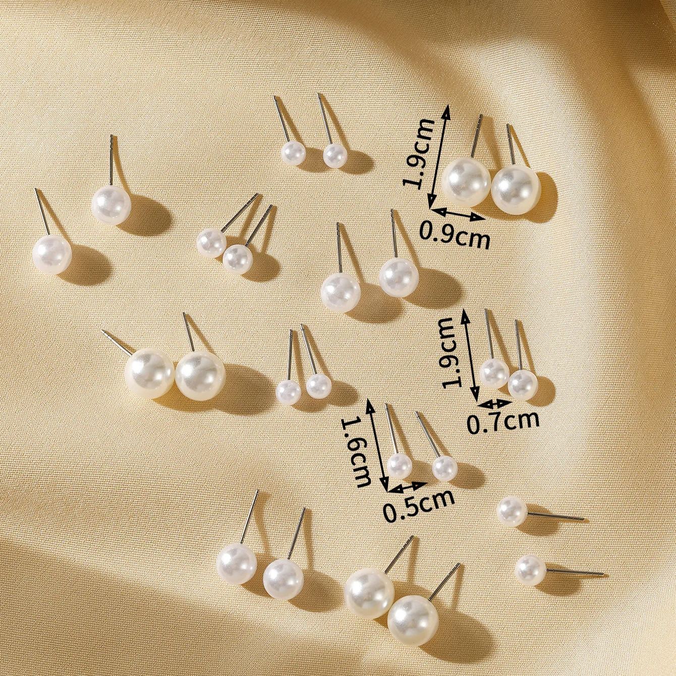 Set de Boucles d'Oreilles Perles en Différentes Tailles pour Femmes | Jessemade