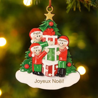 Décoration Sapin Noël en bois sapin et cadeau 3 Prénoms Personnalisés avec texte Ornement de Noël Cadeau pour famille | Jessemade
