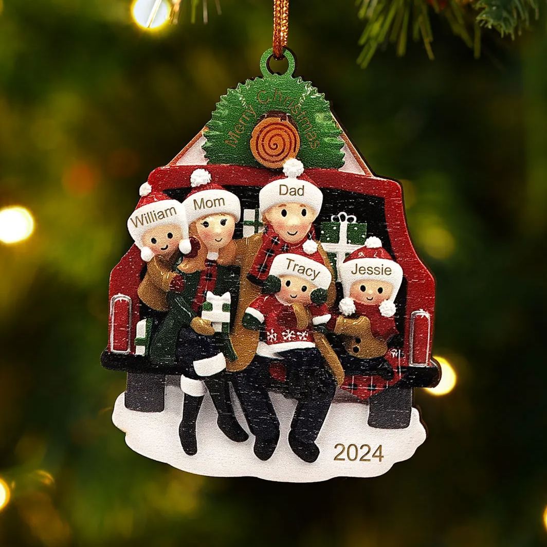 Décoration Sapin Noël en bois 5 Prénoms Personnalisés avec années Ornement de Noël Cadeau pour famille | Jessemade