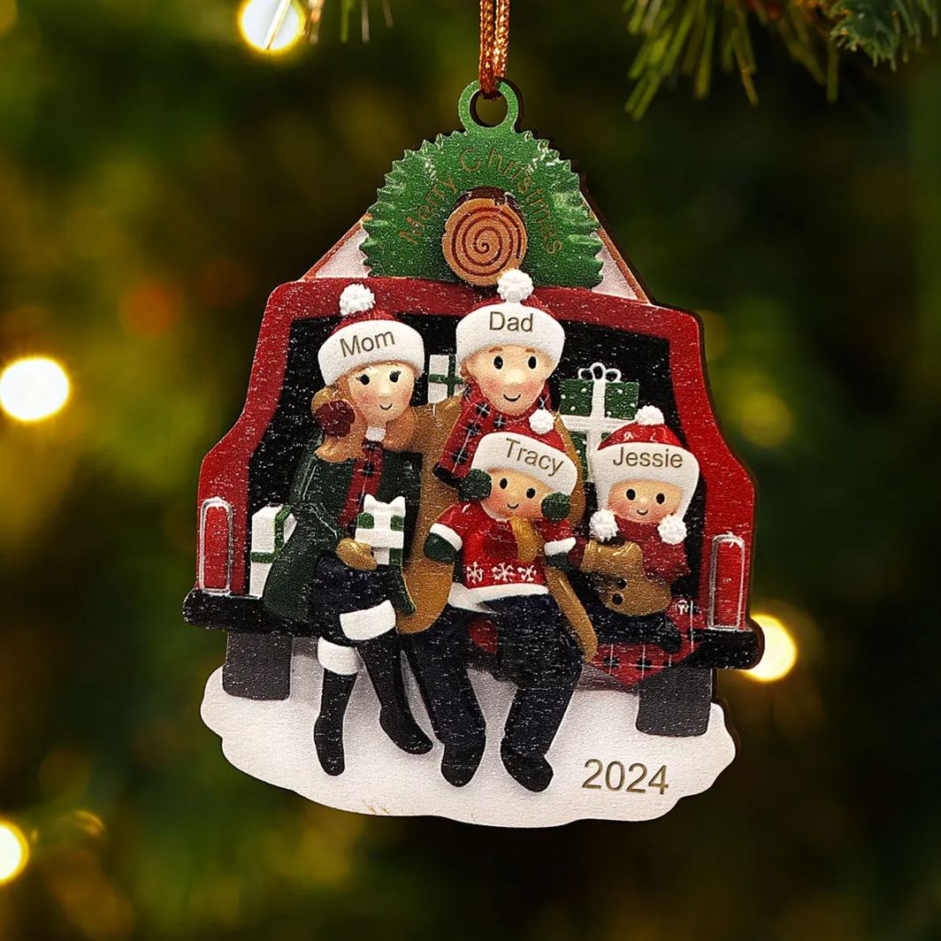 Décoration Sapin Noël en bois 4 Prénoms Personnalisés avec années Ornement de Noël Cadeau pour famille | Jessemade