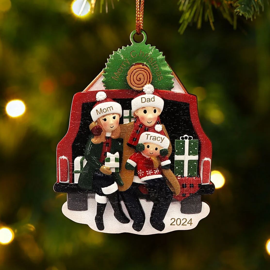 Décoration Sapin Noël en bois 3 Prénoms Personnalisés avec années Ornement de Noël Cadeau pour famille | Jessemade