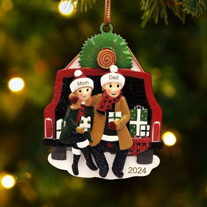 Décoration Sapin Noël en bois 2 Prénoms Personnalisés avec années Ornement de Noël Cadeau pour famille | Jessemade