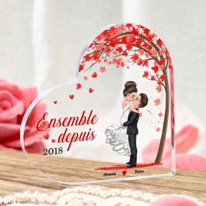 Plaque Acrylique en forme Cœur arbre romantique 2 Prénoms Personnalisés Cadeua pour couple Saint-Valentin | Jessemade