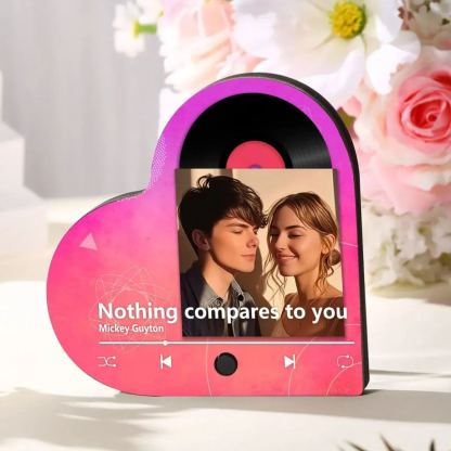Aimant Frigo Musical en forme de Cœur Personnalisé avec 1 Photo Aimant De Réfrigérateur en bois pour Couple | Jessemade