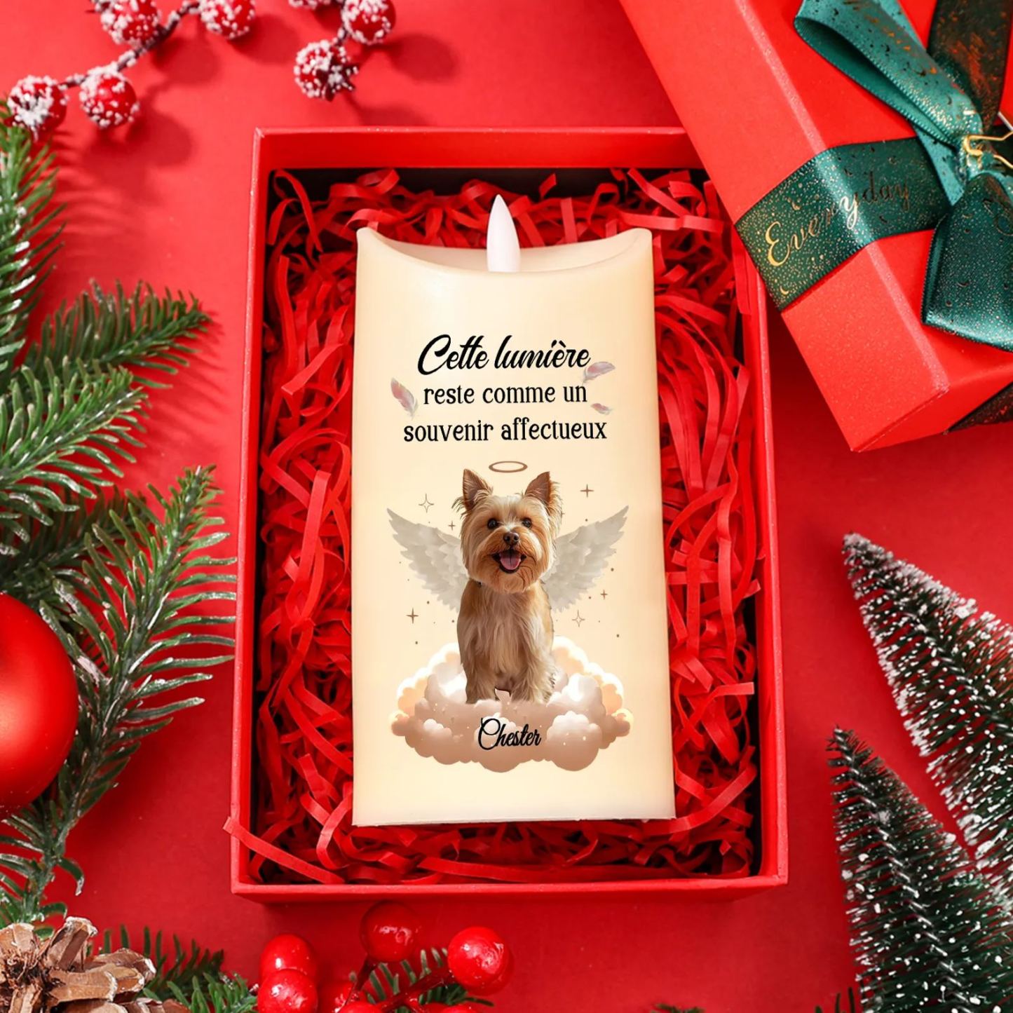Bougie Électronique Personnalisée avec Prénom et Photo Bougie LED Commémorative pour les Amoureux des Animaux | Jessemade